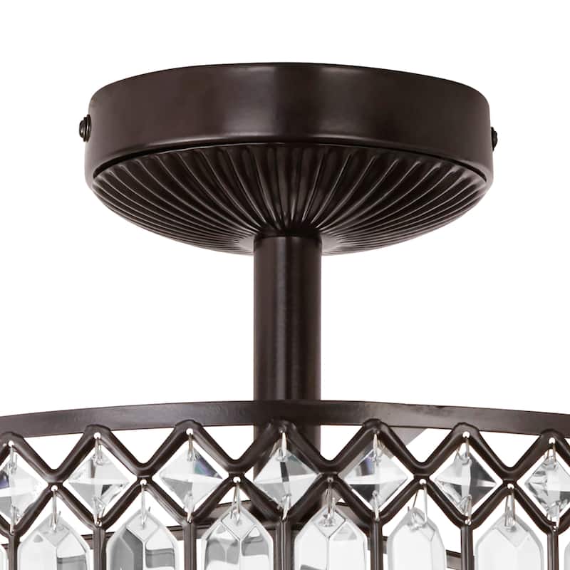 Silver Orchid Furey Bronze/Gold Tiered Glass Semi-flush Lighting Fixture - 14.75"L x 14.75"W x 15.25"H