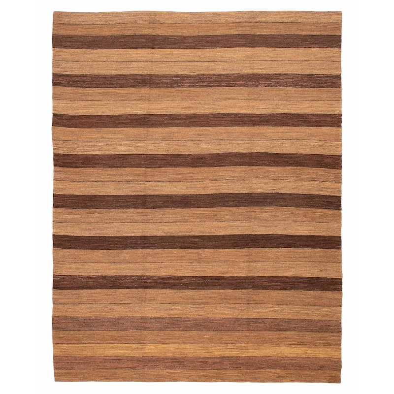ECARPETGALLERY Flat-Weave Lahor Finest Tan Wool Tapestry Kilim - 10'2 x 13'8 - Tan - 10'2 x 13'8