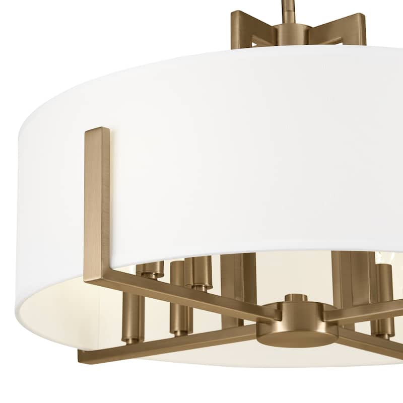 Kichler Lighting Malen 20 in. 8-Light Champagne Bronze Convertible Semi-Flush Mount Light with Fabric Shade