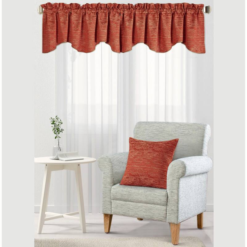 Peralta Jacquard Chenille Window Valance and Pillow Shell Set - 56" x 19" - benin-burnt ochre