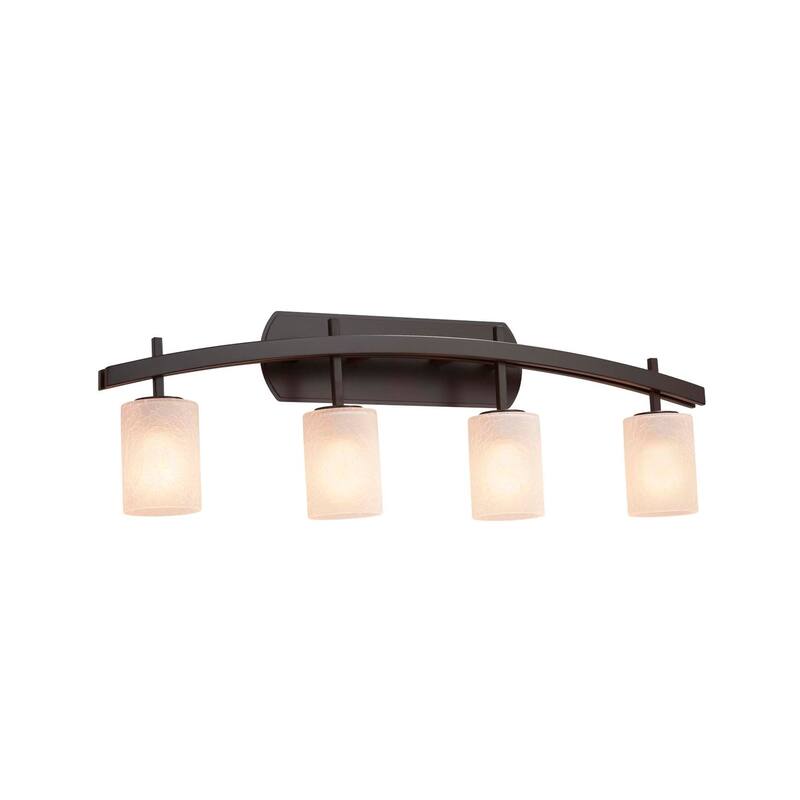 Justice Design Fusion Archway 4-light Dark Bronze Bath Bar, Frosted Crackle Cylinder w/ Flat Rim Shade