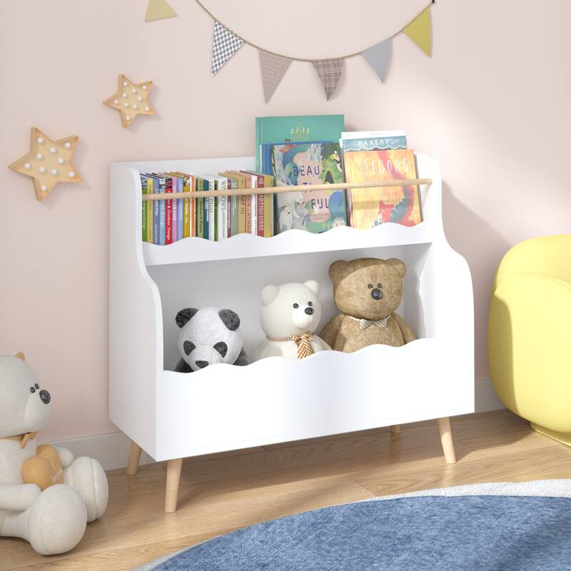 Kids Bookcaes, Children Book Organizer, Toy Storage Cabinet Organizer,White