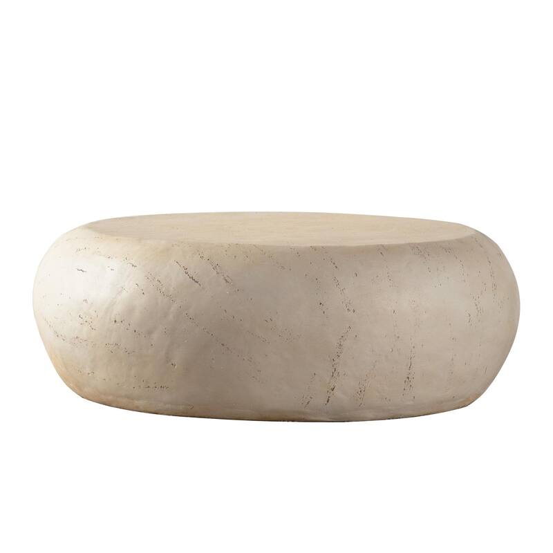 MgO Mid-Century Round Centre Coffee Table Vintage Faux Stone Sofa Pre-Modern Coffee Tables Beige Coffee Table