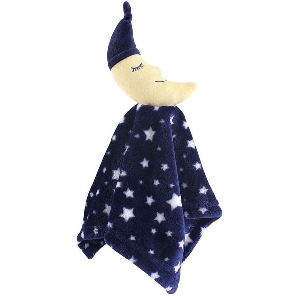 slide 1 of 1, Hudson Baby Infant Animal Face Security Blanket, Navy Moon, One Size - Navy Moon - One Size One Size - Navy Moon