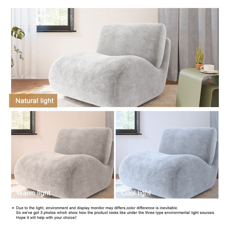 33'' W Swivel Armless Sponge Filling Bean Bag Accent Chair Lounger