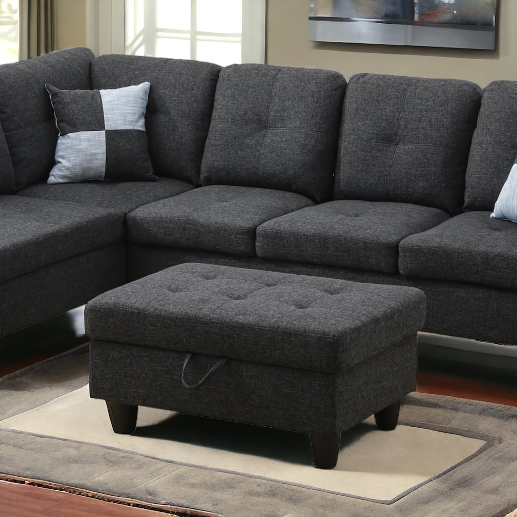 KISRAIS 34" Wide Upholstered Storage Ottoman