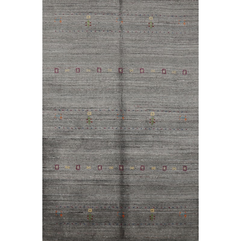 Gray Gabbeh Indian Rug Handmade Modern Tribal Wool Carpet - 3'10" x 5'10"