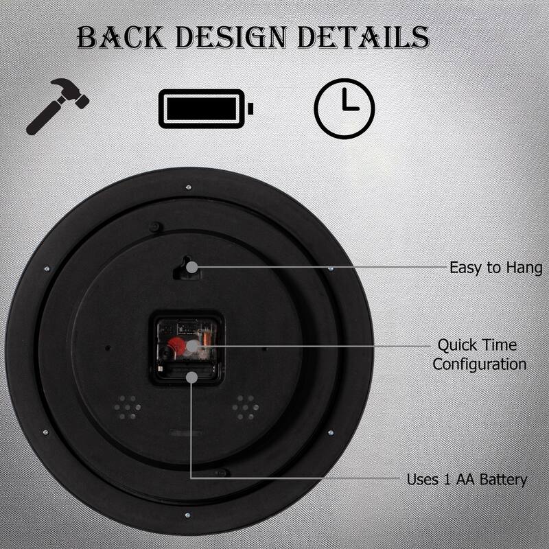 13.75 Inch Plastic Round Battery Operated Simple Modern Wall Clock - Office, Class Room, Livingroom, Dining Room, Bedroom