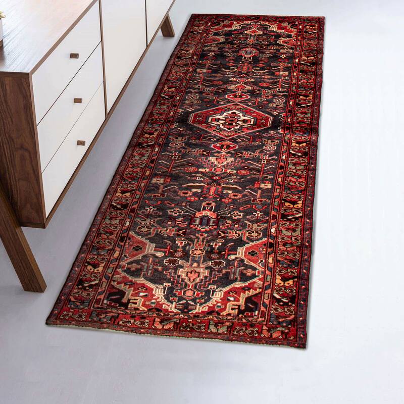 ECARPETGALLERY Hand-knotted Andelz Dark Navy Wool Rug - 3'4 x 9'10