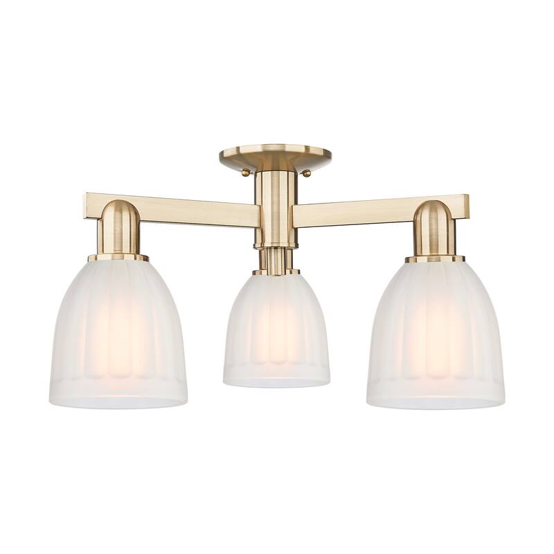 Innovations Lighting 716-3F-12-24 Brookfield Semi-Flush Brookfield 3 - Champagne Bronze / White