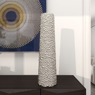 Contemporary Ceramic Floor Vase with Textured Pebbled Detailing Collection in Silver, Gold, White, or Black