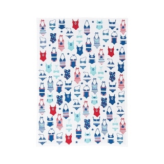Festive Swimsuit Printed July Fourth Patriotic Flour Sack Kitchen Towel Dishtowel