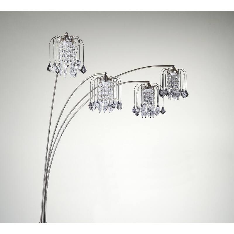 1pc Modern Design Classic Luxury Sleek Multi-head Floor Arc Lamp Half Moon Radiant Crystal-encrusted Sleek Metallic Stems