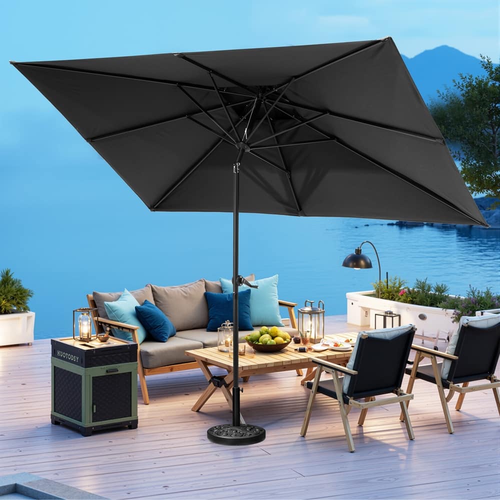 10 x 6.5 Ft Double Top Market Patio Umbrella with Base