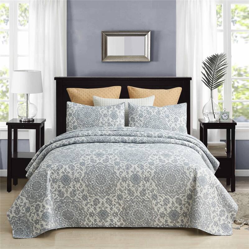Plaid Striped Patchwork Quilt Bedding Set Reversible Coverlet,Bedspread