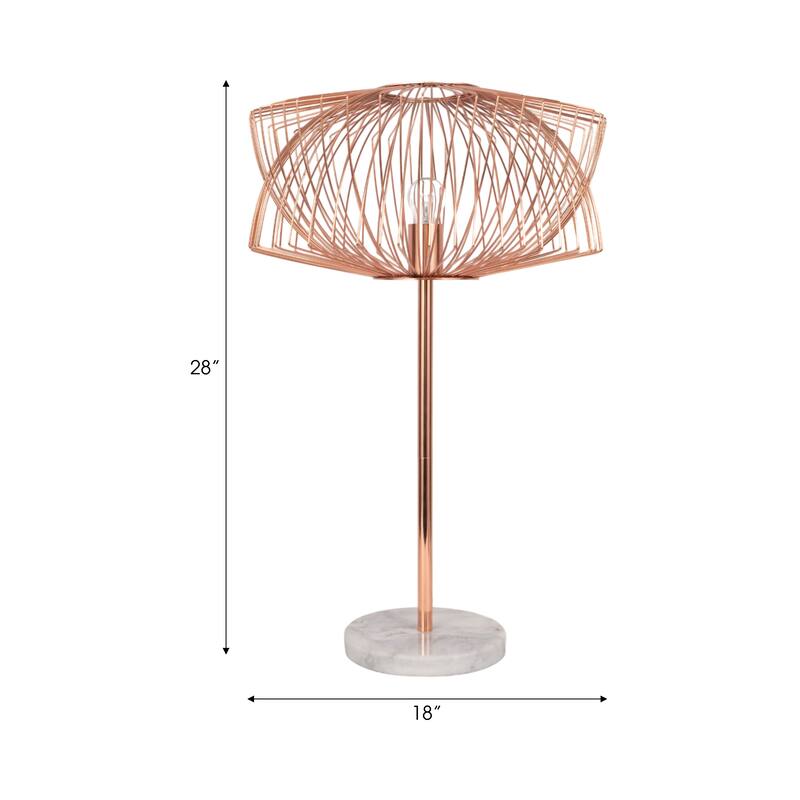 Sagebrook Home Rose Gold Modern Glam Metal Table Lamp, 28 Inch - 18" x 18" x 28"
