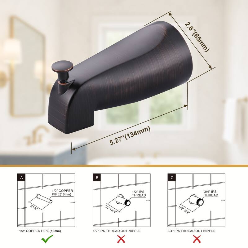 WOWOW Integrated Diverter Bathtub Spout