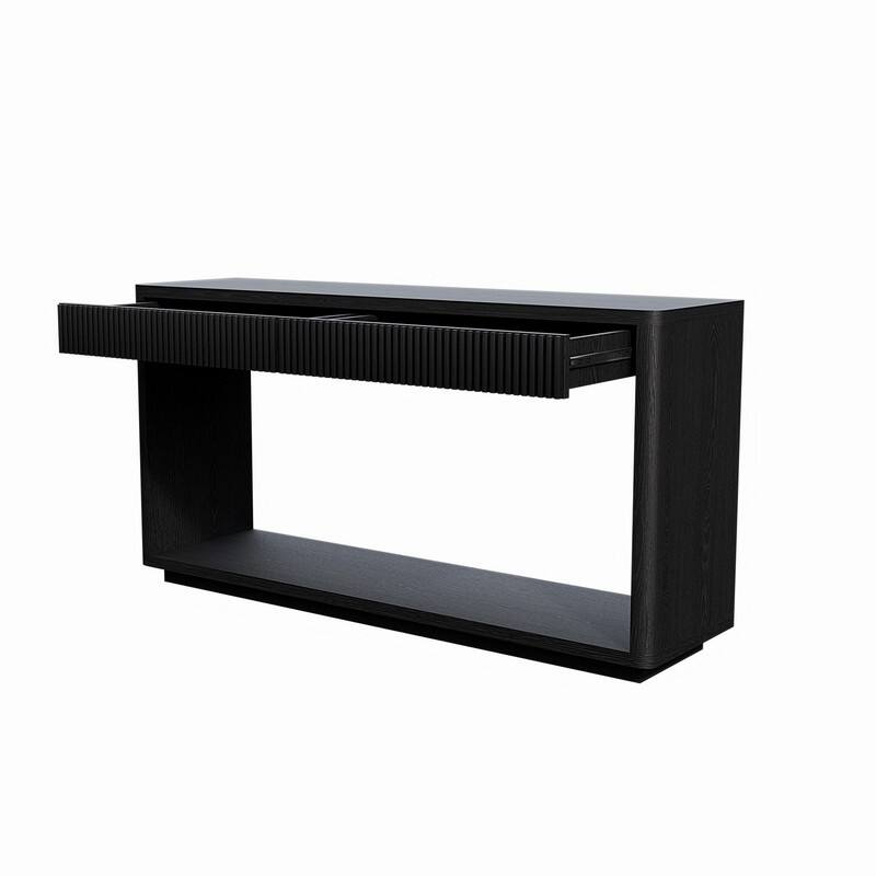 Modern 60-Inch Fluted Console Table with 2 Drawers for Living Room and Hallway Furniture Storage