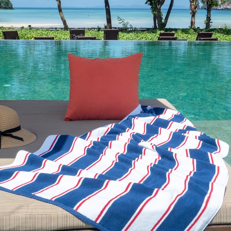 Aston & Arden Oversized Pinstriped Resort Beach Towel - 35x70