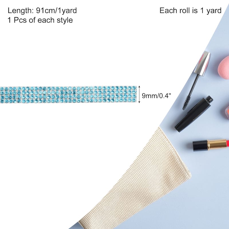 6pcs Self-Adhesive Rhinestone Ribbon for DIY Arts Craft - Lake Blue