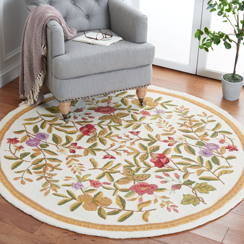SAFAVIEH, Handmade Chelsea Terraza French Country Floral Wool Rug