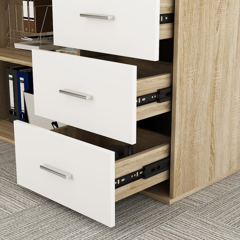 L-Shaped Computer Desk, 55.1"W Large Executive Office Desk