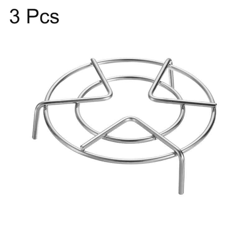 3pcs Steam Rack 5.5" Dia Metal Trivets for Cooker Silver (1.2" Tall)