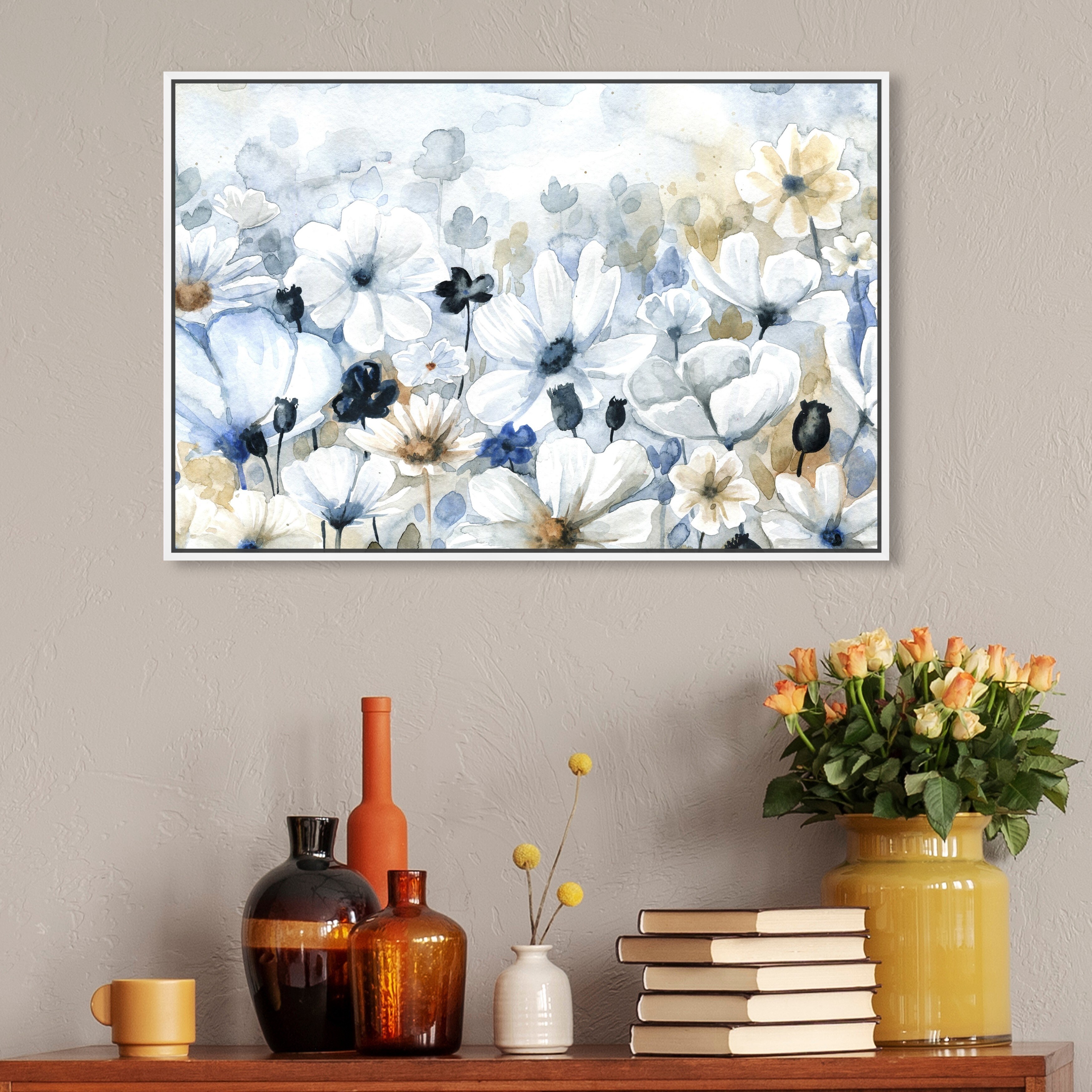Uv Coated Canvas Bloommed Flower Paintings