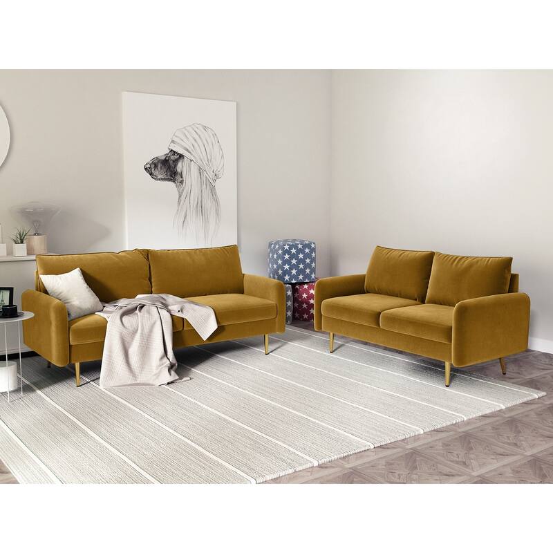 Velvet 2 Piece Loveseat and Sofa Living Room Set