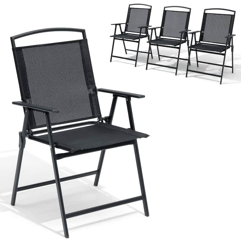VredHom 4PC Patio Folding Outdoor Dining Chairs - Black