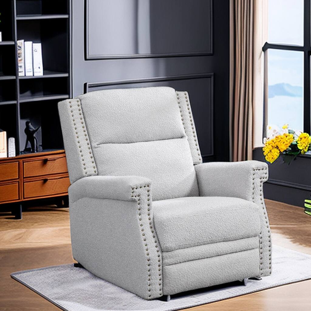 Swivel Rocker Fabric Recliner Chair,Manual Glider Recliner Nursery Chair