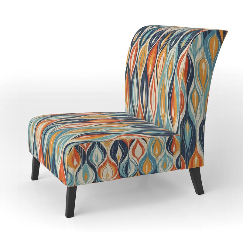 Designart "Orange and Blue Botanical Symphony III" Upholstered Abstract Accent Chair and Modern & Contemporary Arm Chair