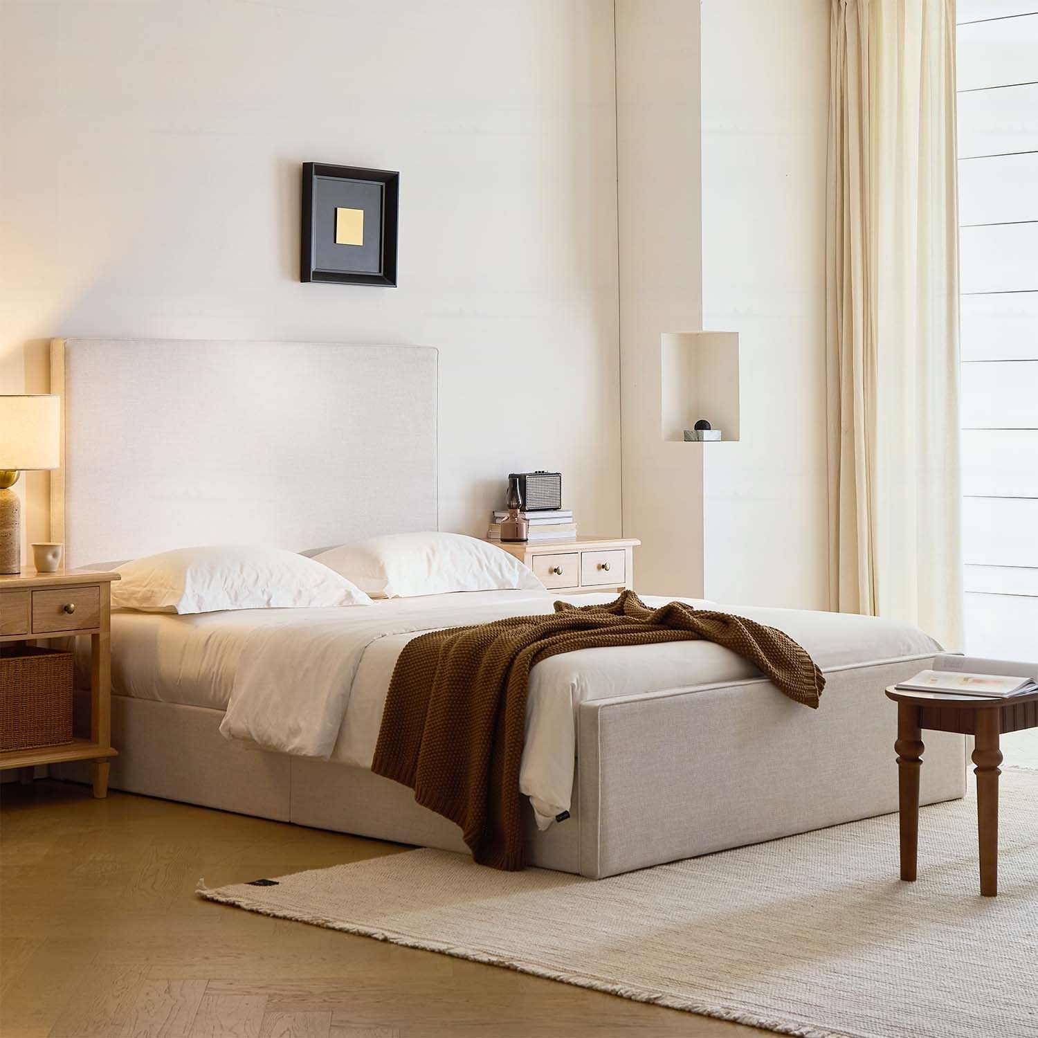 Tall Headboard Upholstered Bed