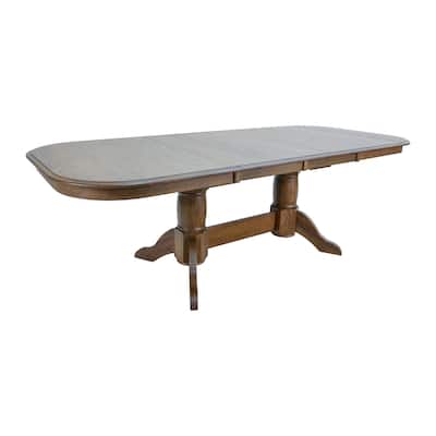 Colonial Oak 42 x 42-96" Extendable Dining Table, Weathered Chestnut