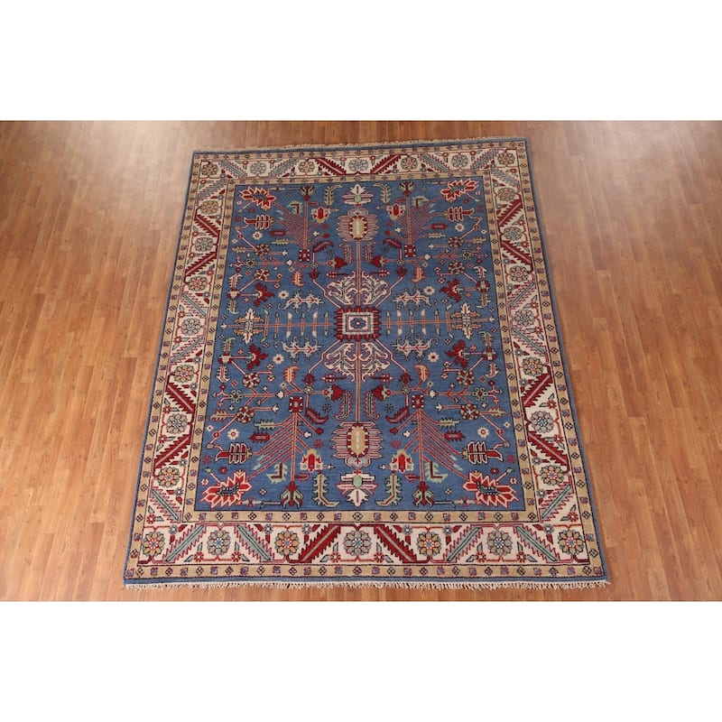Blue Oushak Oriental Area Rug Wool Carpet - 7'10"x 9'10"