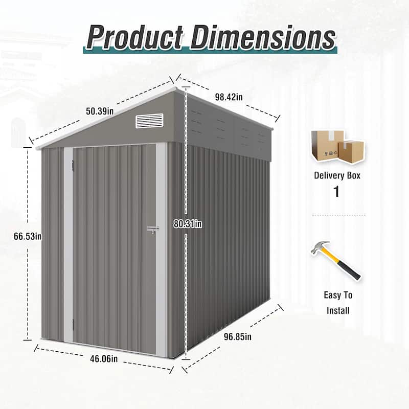 Durable Storage Shed with Single-Hinge Door