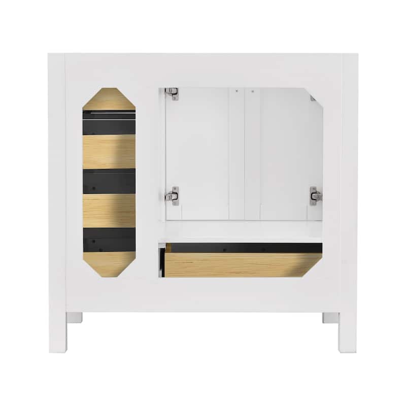 StarrySky 36 inch Undermount Left Sink Bathroom Vanity with Engineered Carrara Marble Top