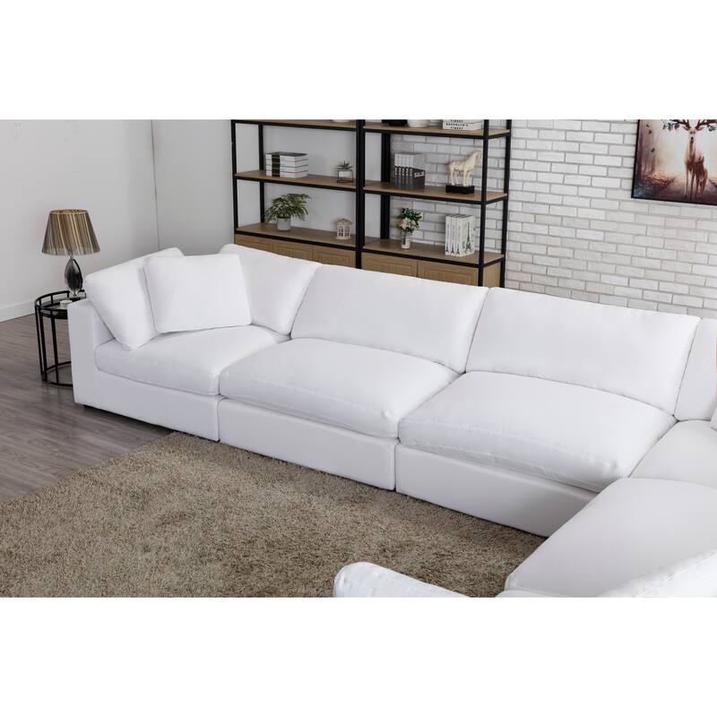 Roundhill Furniture Rivas Contemporary Feather Fill 6-Piece Modular Sectional Sofa