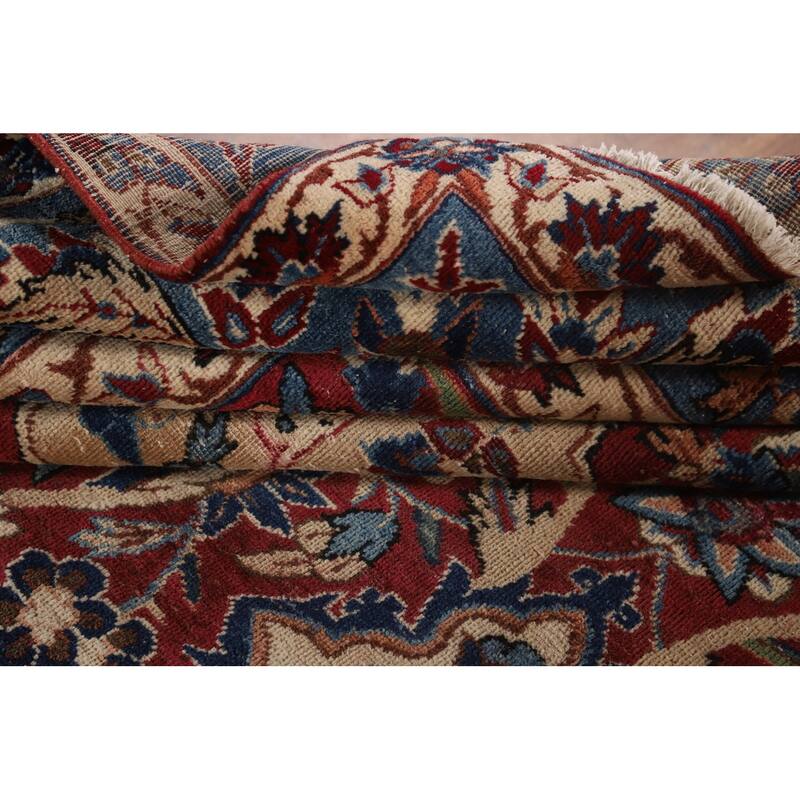 Vegetable Dye Isfahan Persian Antique Area Rug Handmade Wool Carpet - 9'2"x 13'8"