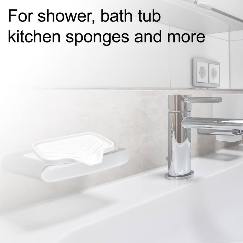 Soap Dish Keep Soap Dry for Home Bathroom Kitchen Silicone - White - 13.5x10.5cm