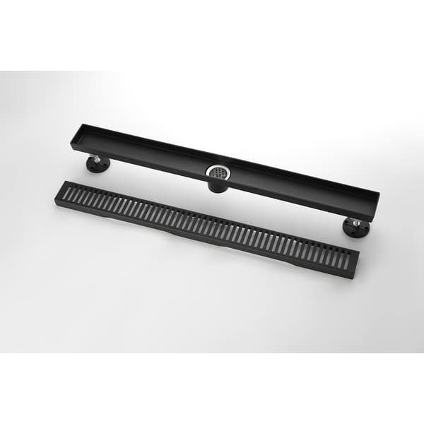 28 Inch Stainless Shower Drain with Hair Strainer and Leveling Feet