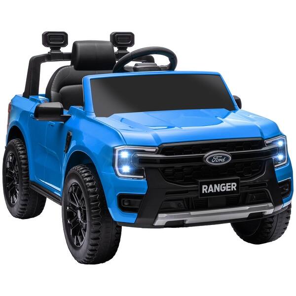 slide 2 of 8, 12V Ford Ranger Electric Ride-On Truck for Toddlers with LED Headlights, Remote Control, and Spring Suspension Blue