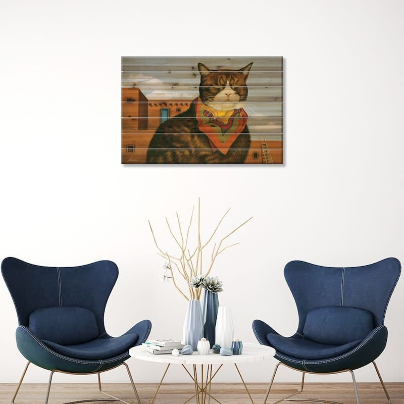 Santa Fe Sam Print On Wood by Lowell Herrero - Multi-Color