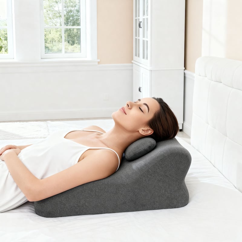 Ergonomic Spinal Posture Support Multi-Functional Bed Pillow -Dark grey