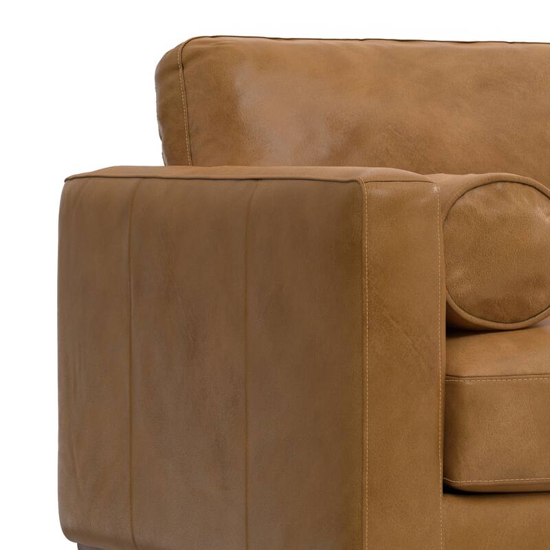 WYNDENHALL Brixley 43 inch Wide Mid-Century Modern Accent Chair in Top Grain Genuine Leather - 42.9" W x 38.25" D x 34" H