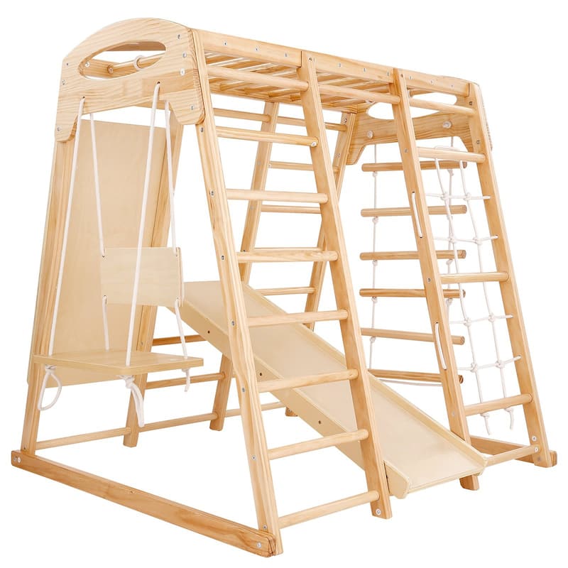 7-in-1 Wooden Toddler Climbing Toys Indoor Playground Suitable for Preschool or Home