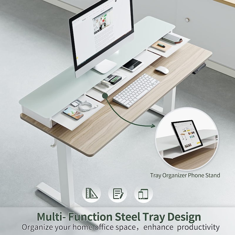 FEZIBO/Home Office Furniture/Wood/Standing Desk With Glass Top/Desks