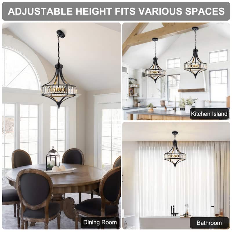 Starsky 4-Light Modern Crystal Drum Chandelier