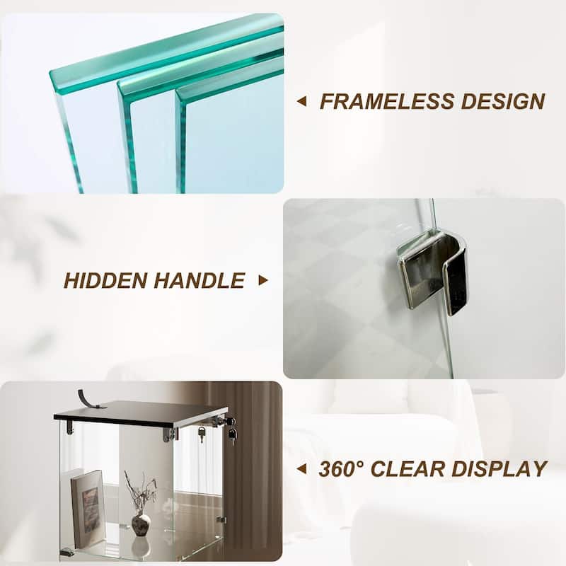 4-Shelf Glass Display Cabinet with Lock, 64"H Freestanding Curio Display Showcase for Collectibles