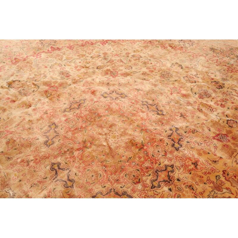 Hand Knotted Tabriz Tan Wool & Silk Traditional Oriental Area Rug - 9' 9'' x 9' 9''